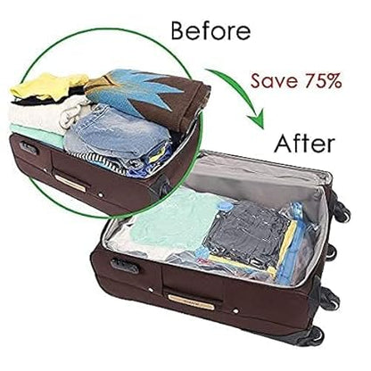 5 PCS Vacuum Storage Bags with Pump – Reusable Space Saver Seal Bags