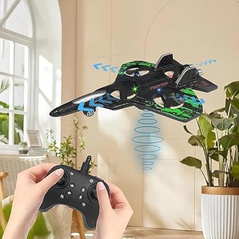 Fighter Jet Style RC Drone Toy with Remote Control & LED Lights for Kids