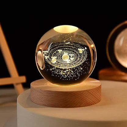3D Galaxy Crystal Ball Night Lamp, Solar System Crystal Ball Night Light