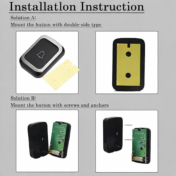 Wireless Doorbell Kit Black Color | Remote Door Bell with Receiver | Smart Home Door Chime
