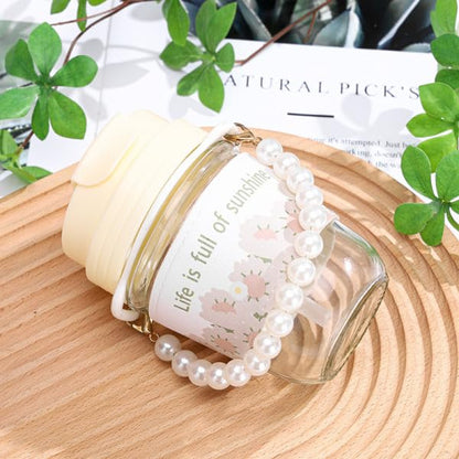 Pearl Glass Cup Water Bottle with Handle | Cute Glass Tumbler