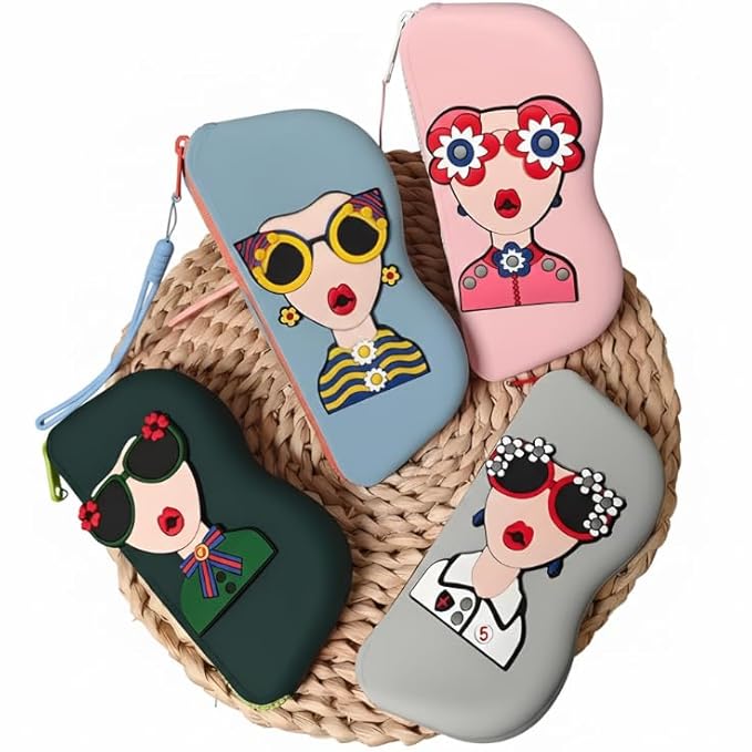 Cute Silicone Sunglasses Case for Women | Soft Eyeglass Cover with Strap