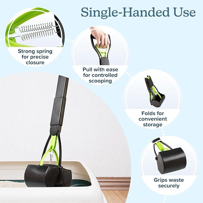 Pooper Scooper - Foldable Cat and Dog Poop Scoop with Ergonomic Handle