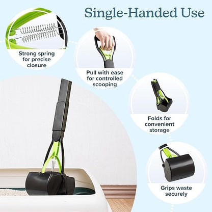 Pooper Scooper - Foldable Cat and Dog Poop Scoop with Ergonomic Handle
