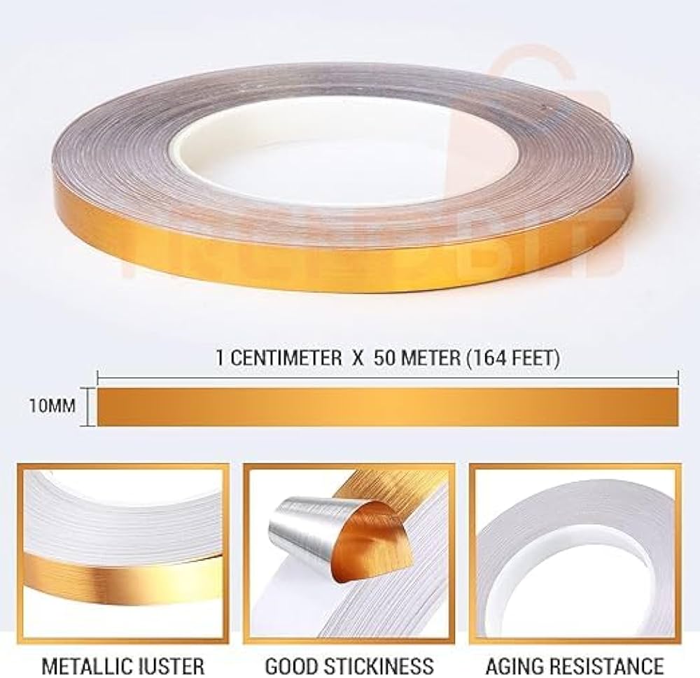 Golden Decorative Tape , For Floor, Wall, Metal(1CM x 50METER)