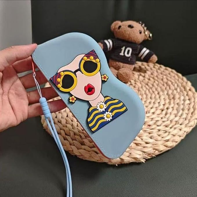 Cute Silicone Sunglasses Case for Women | Soft Eyeglass Cover with Strap