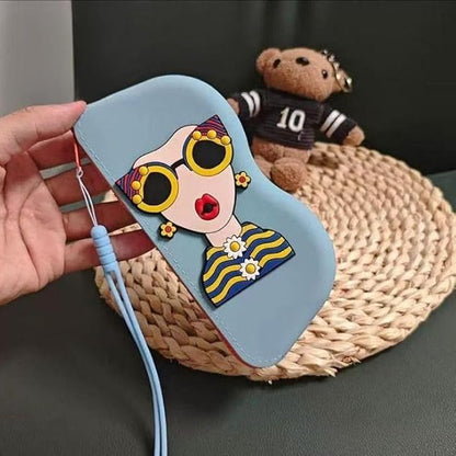 Cute Silicone Sunglasses Case for Women | Soft Eyeglass Cover with Strap