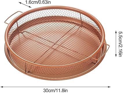 Kitchen Deep Frying Basket Round Non-Stick Crispy Mesh Oil Drain Tray for Oven Baking Air Fryer Roasting & Frying