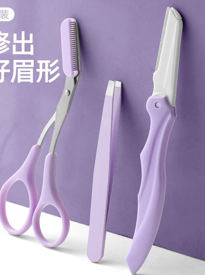 3-in-1 Eyebrow Grooming Kit | Eyebrow Razor, Scissor Comb & Tweezer Set