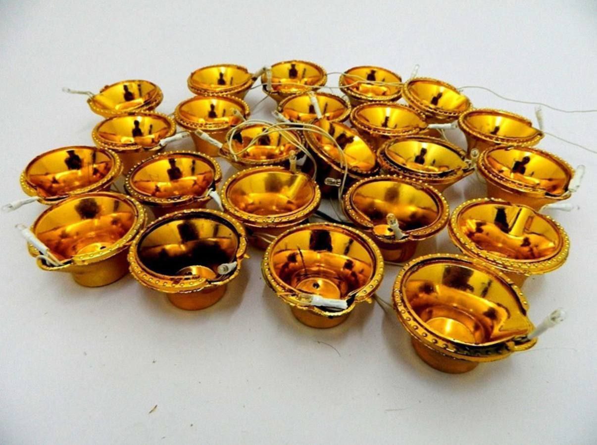 Premium Golden LED Diya String – 1 Wire with 10 Connected Diya