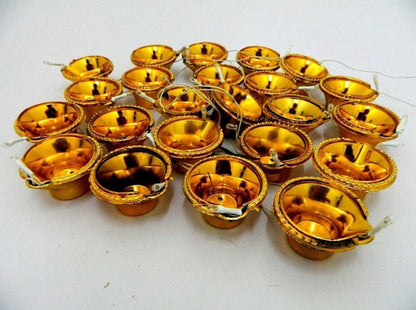 Premium Golden LED Diya String – 1 Wire with 10 Connected Diya