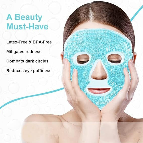 Reusable Ice Gel Face Mask Cooling Therapy for Puffy Eyes, Face & Skin Care