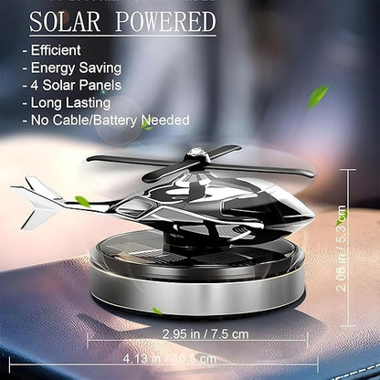 Solar Powered Helicopter Car Air Freshener with Rotating Blades