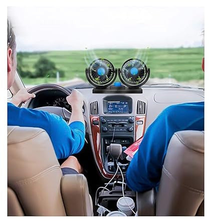 Portable Electric Car Cooling Fan – Dual Head Adjustable 12V Vehicle Air Circulation Fan