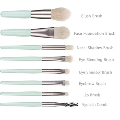8 PCS Makeup Brush Set with Bag | Soft Professional Cosmetic Brushes for Face & Eye Makeup