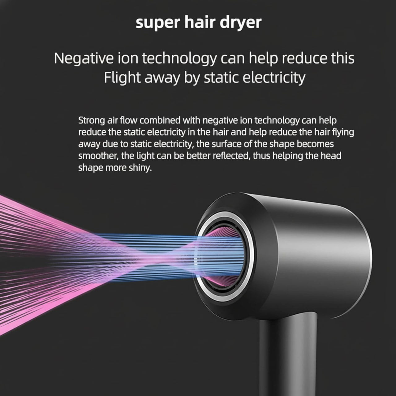 Leafless Hair Dryer for Women & Men | Fast Drying Hair Dryer | 3 Speed & 3 Heat Settings