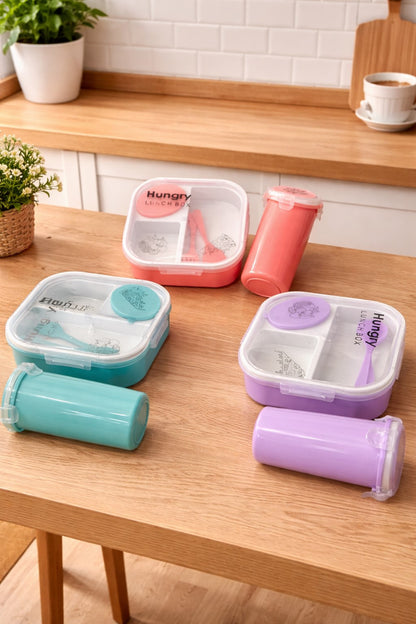 Lunch Box with Water Bottle & Spoon | Leakproof Food Container for Office & School