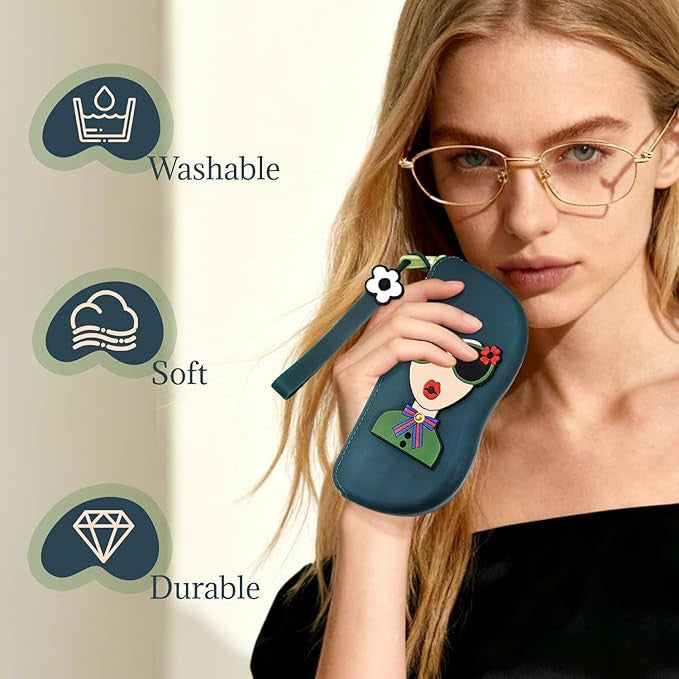Cute Silicone Sunglasses Case for Women | Soft Eyeglass Cover with Strap