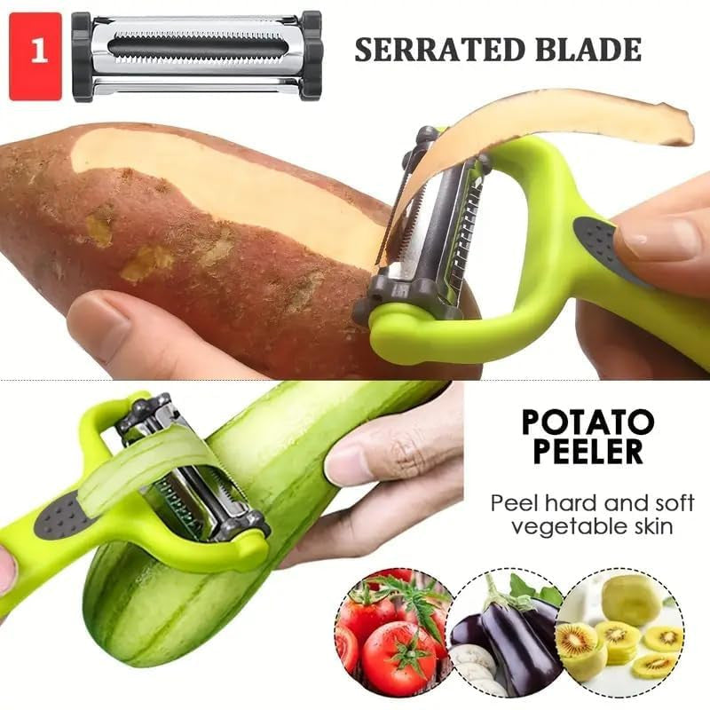 3 in 1 Stainless Steel Vegetable Peeler & Julienne Cutter