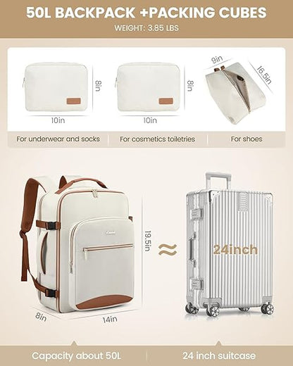 Large Travel Carry Backpack with Organizer Pouches for Men & Women