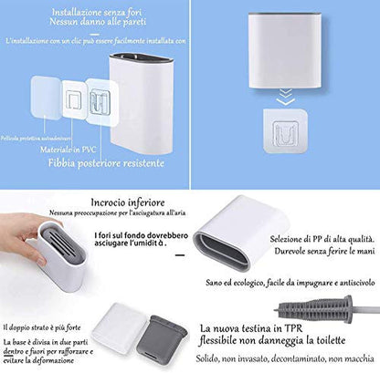 Silicone Toilet Brush with Holder Set - Brush for Deep Cleaning