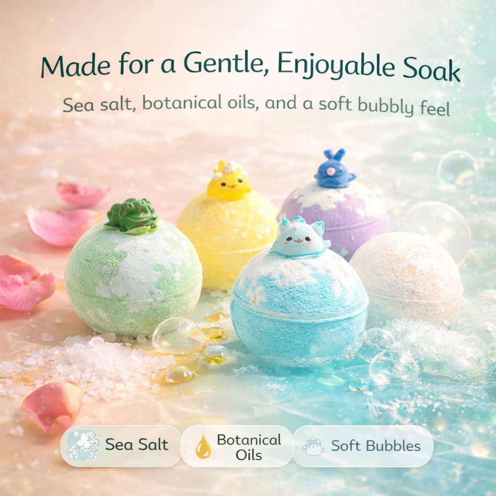12 Pack Kids Bath Bombs with Surprise Toys | Organic Colorful Bath Bomb Gift Set for Kids