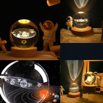 3D Galaxy Crystal Ball Night Lamp, Solar System Crystal Ball Night Light
