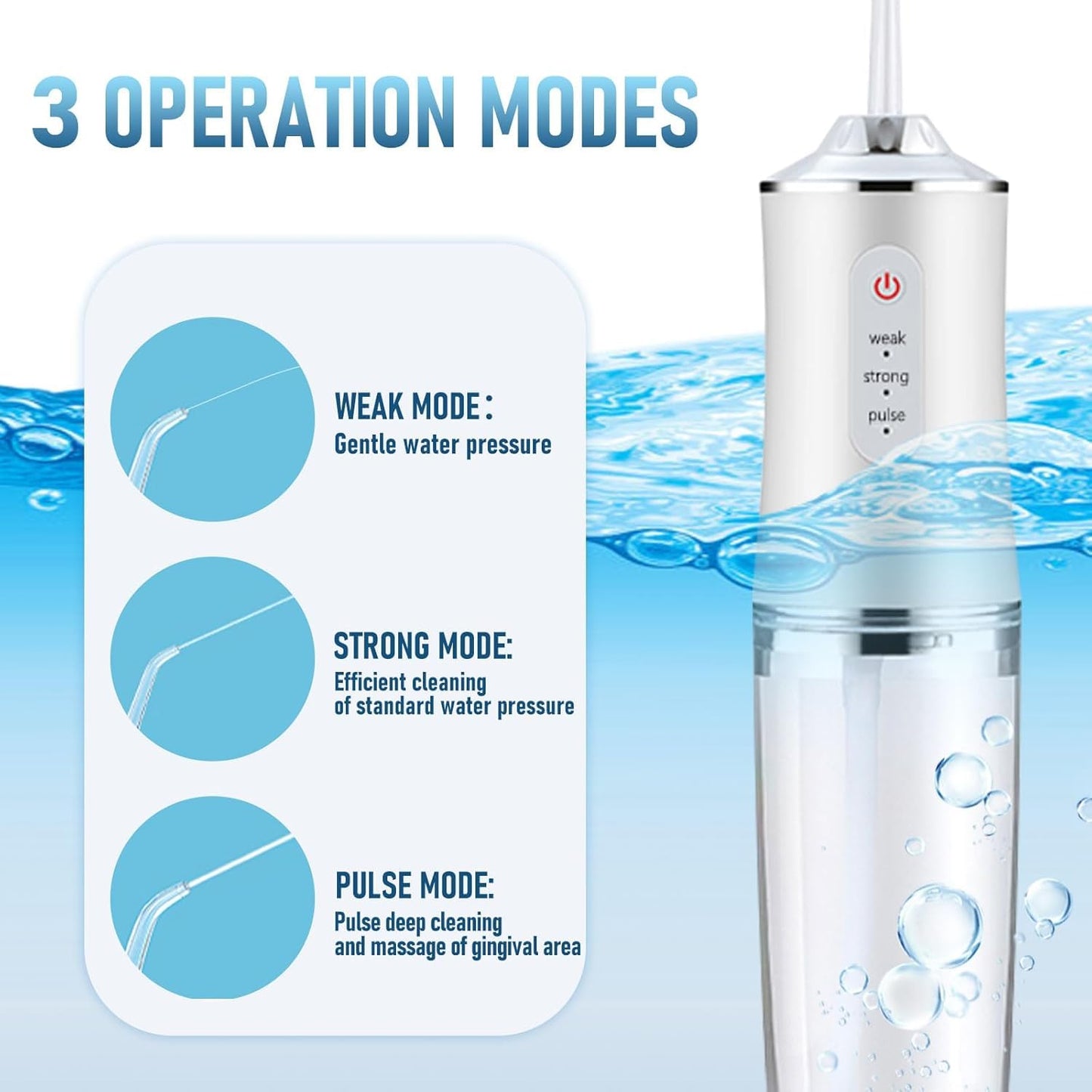 Portable Oral Irrigator Water Flosser – Rechargeable Dental Cleaner with 5 Nozzles
