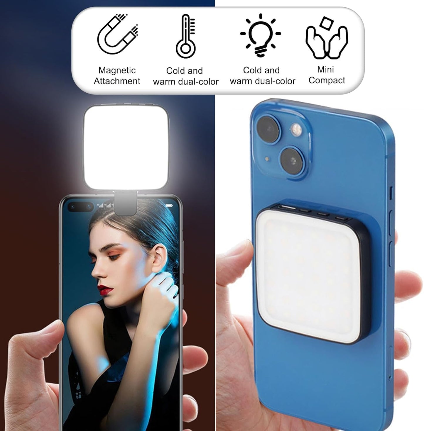 LED Pocket Video Mobile Light RGB | Rechargeable Mini LED Camera Light for Video & Photography