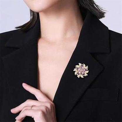 Purple Diamond Brooch Pin | Luxury Floral Crystal Brooch for Women | Elegant Wedding & Party Jewelry