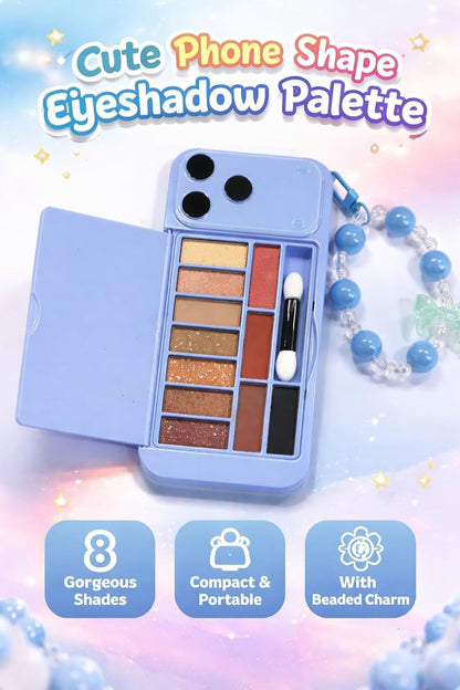 Cute Mini iPhone 17 Pro Makeup Style Eyeshadow Palette with Glitter & Matte Shades