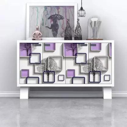 Purple Cube 3D Wallpaper | 45x500 cm PVC Wall Sticker | Self Adhesive Waterproof Wallpaper