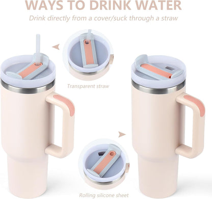 1200ML Stainless Steel Insulated Tumbler Cup with Handle and Straw