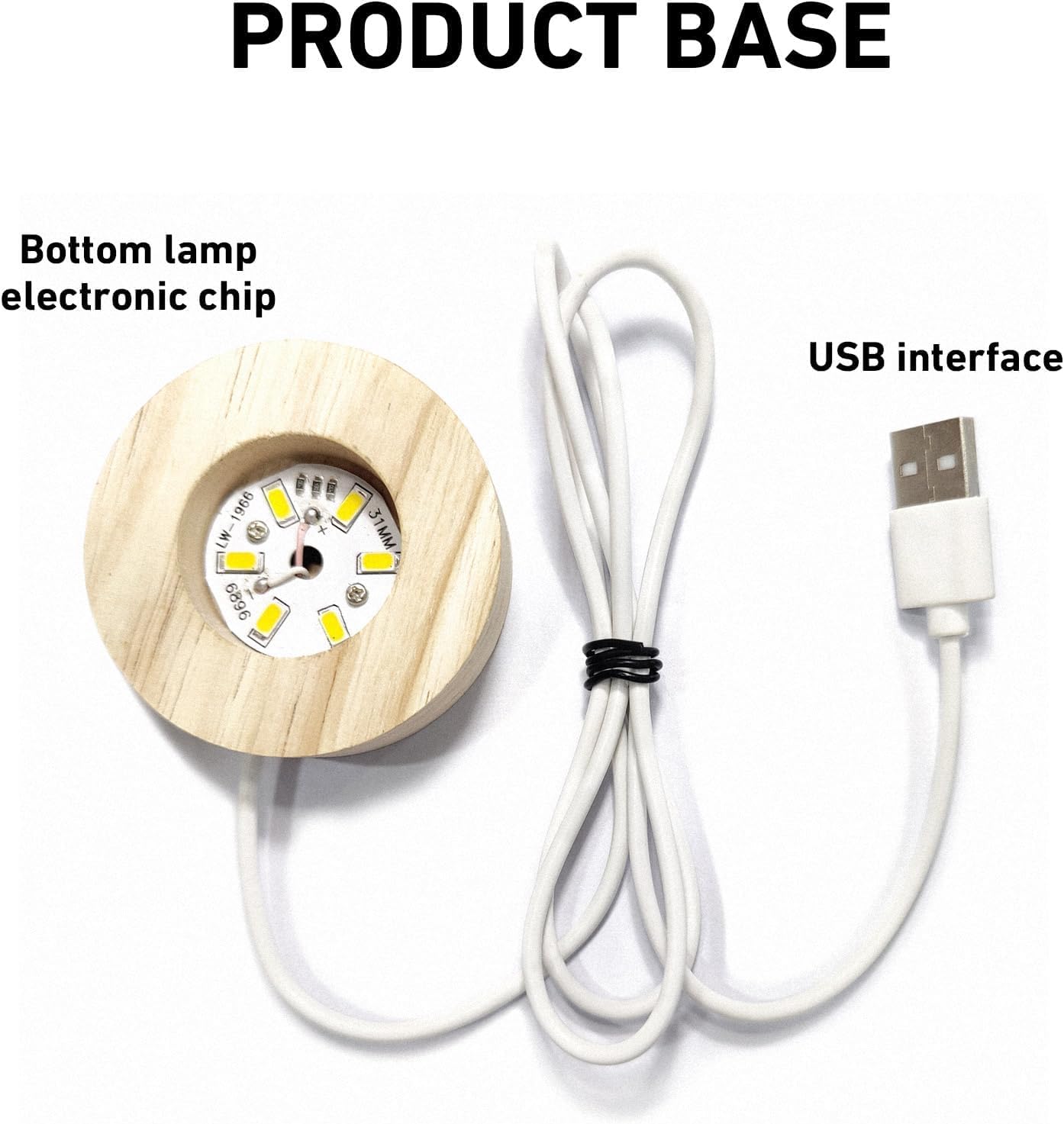 3D Moon Crystal Ball Night Lamp with Wooden LED Base