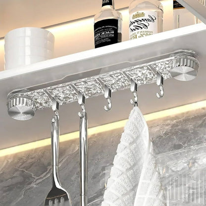Transparent Suction 5 Hook Self Adhesive Wall Hook Rack