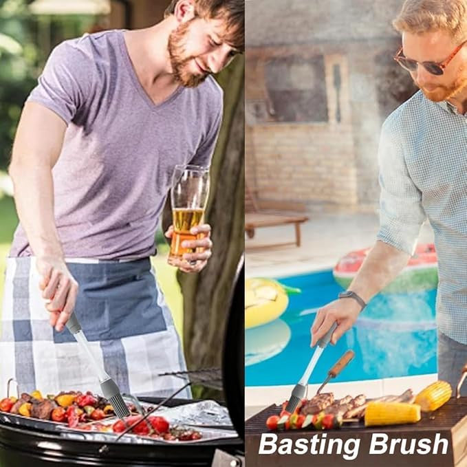 2 In 1 Silicone Oil Brush | Heat Resistant BBQ Basting Brush & Kitchen Cooking Oil Brush