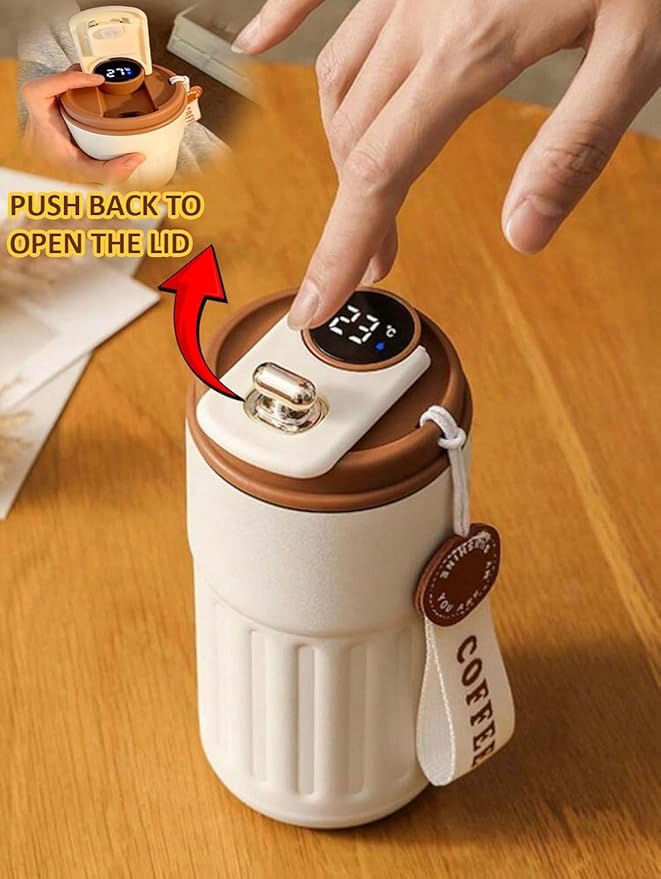 Smart Temperature Display Travel Coffee Mug | Double Wall Stainless Steel Thermal Cup 460ML