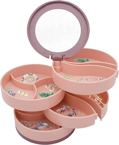 4-Layer 360 Degree Rotating ROUND Jewellery Organizer Box