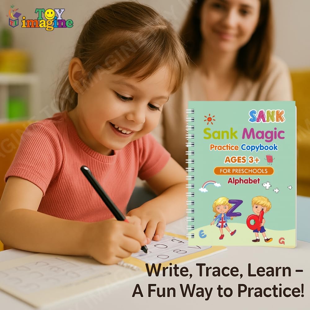 Magic Practice Copybook Set for Kids with Reusable Pen & Ink – Handwriting, Math & Drawing Learning Kit