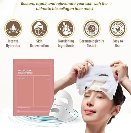 Bio-Collagen Real Deep Mask – Korean Glass Skin Hydrating Hydrogel Face Mask (Pack of 1)