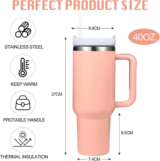 1200ML Stainless Steel Insulated Tumbler Cup with Handle and Straw