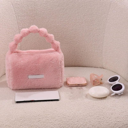 Plushie Hand Purse | Soft Faux Fur Handbag for Women | Cute Mini Shoulder Bag