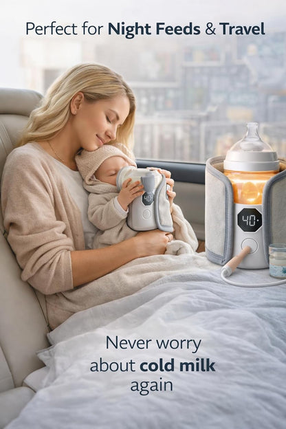Portable Rechargeable Baby Milk Warmer Bottle with Digital Display | USB Travel-Friendly