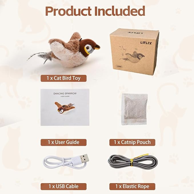 Interactive Flapping Bird Cat Toy with Sound
