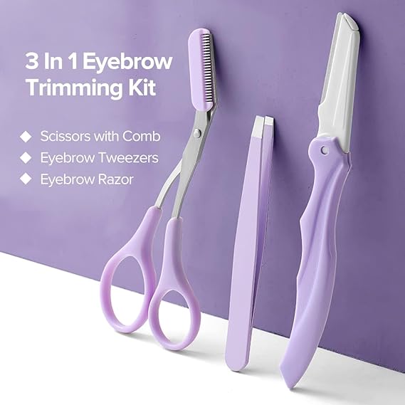 3-in-1 Eyebrow Grooming Kit | Eyebrow Razor, Scissor Comb & Tweezer Set