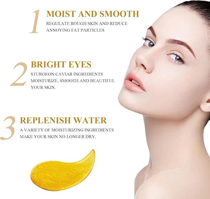 Under Eye Mask with 24K Gold – Hydrogel Eye Patches for Dark Circles, Puffiness & Wrinkles