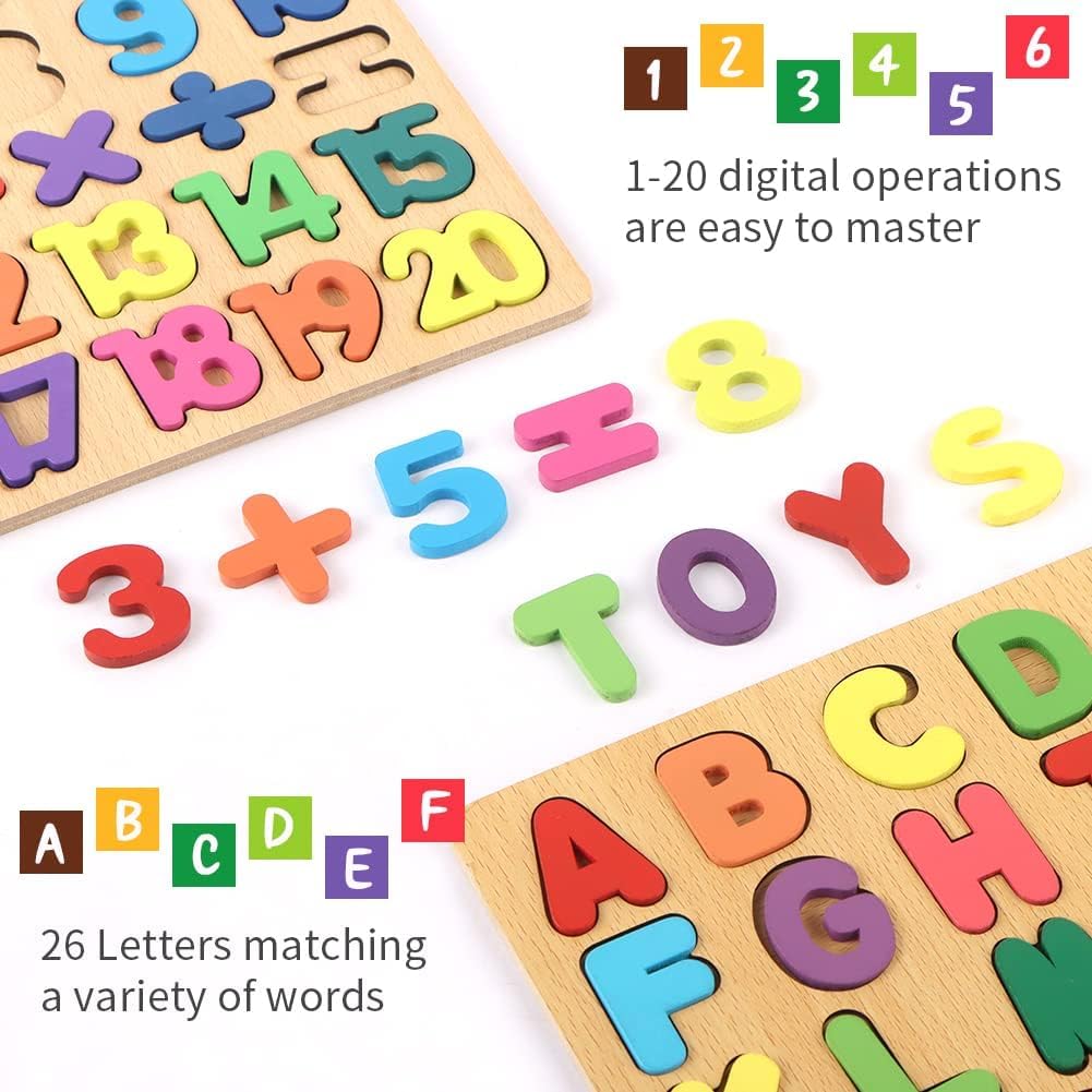 3 in 1 Wooden Puzzle Board for Toddlers – Alphabet, Numbers & Shapes Learning Toy