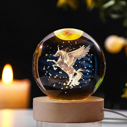 3D Galaxy Crystal Ball Night Lamp, Solar System Crystal Ball Night Light