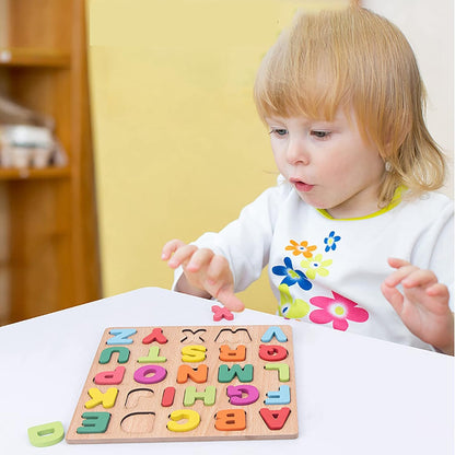 3 in 1 Wooden Puzzle Board for Toddlers – Alphabet, Numbers & Shapes Learning Toy