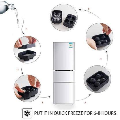 Premium 3D Skull Silicone Ice Mold | 4 Giant Skull Ice Cube Maker for Drinks, Whiskey & Cocktails